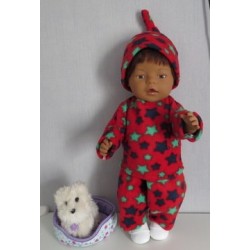 fleecepak rood sterren  baby born 43cm