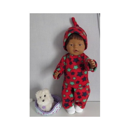 fleecepak rood sterren  baby born 43cm