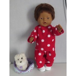 fleecepak rood polka dots baby born 43cm