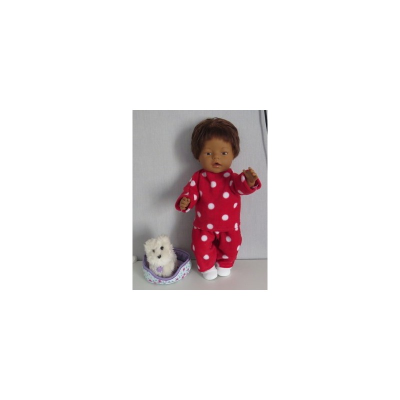 fleecepak rood polka dots baby born 43cm