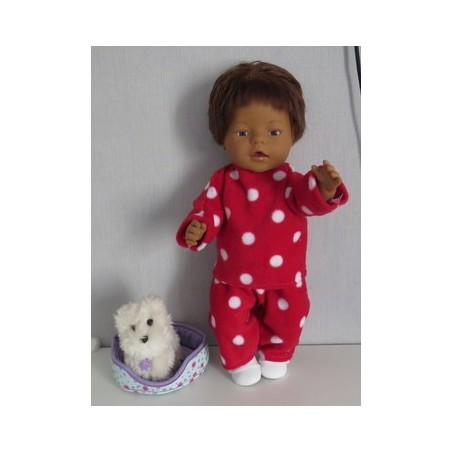 fleecepak rood polka dots baby born 43cm