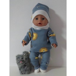 wintertrui set blauw leeuwen baby born 43cm