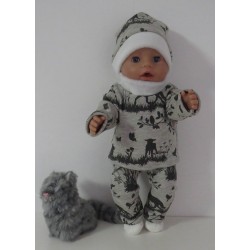 wintertrui set grijs dieren baby born 43cm