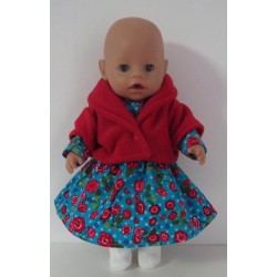 winterjurk setje licht blauw bloemen baby born 43cm