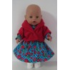 winterjurk setje licht blauw bloemen baby born 43cm