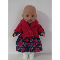 winterjurk setje donker blauw bloemen baby born 43cm