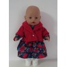 winterjurk setje donker blauw bloemen baby born 43cm