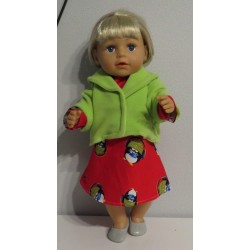 winterjurk setje rood pinguins baby born 43cm