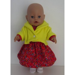 winterjurk setje rood bloemetjes  baby born 43cm
