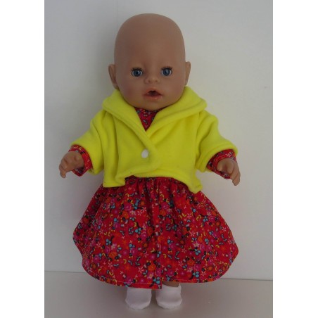 winterjurk setje rood bloemetjes  baby born 43cm
