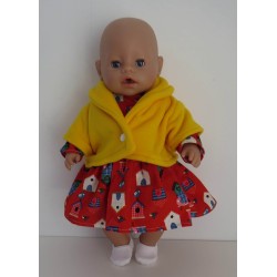 winterjurk setje rood vogelhuisjes  baby born 43cm
