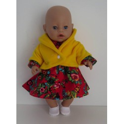 winterjurk setje rood bloemetjes baby born 43cm