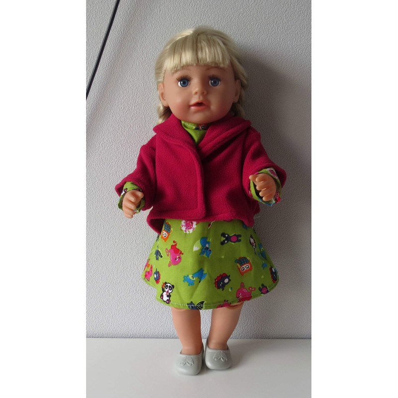 winterjurk setje groen dieren rood baby born 43cm