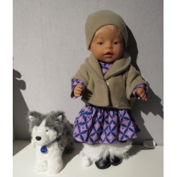 winterjurk setje bruin met paars baby born 43cm