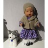 winterjurk setje bruin met paars baby born 43cm