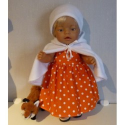 winterjurk setje oranje polka dots baby born 43cm