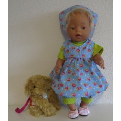 babydoll setje blauw roos baby born 43cm