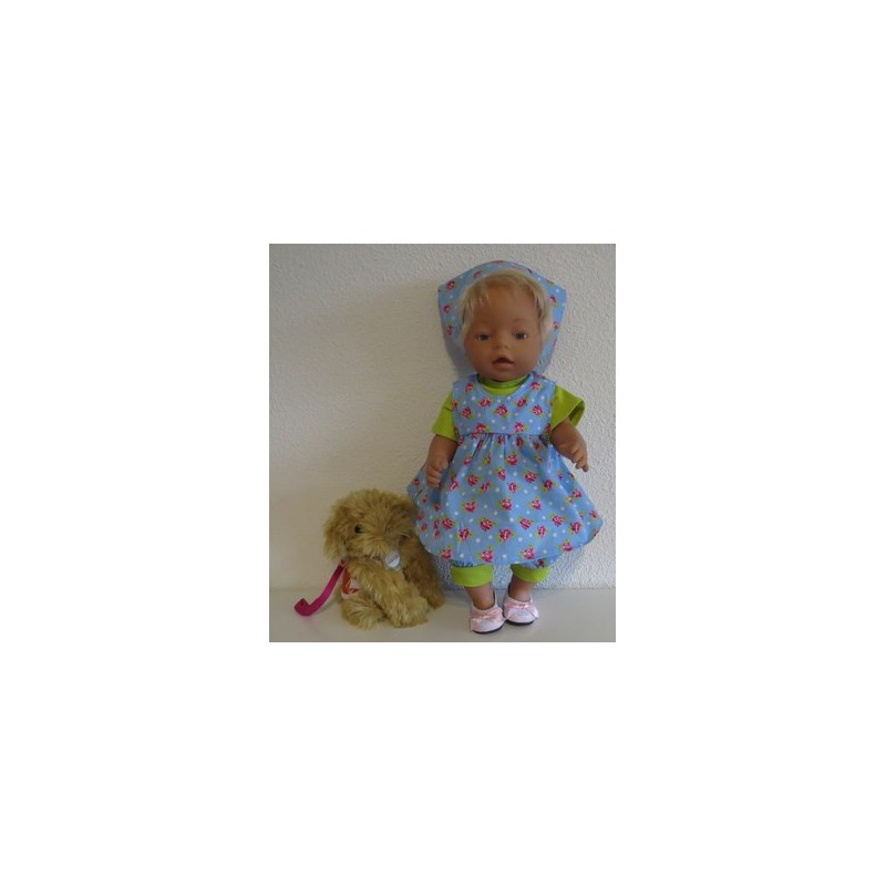 babydoll setje blauw roos baby born 43cm