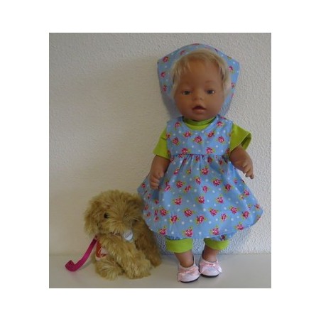 babydoll setje blauw roos baby born 43cm