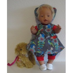 babydoll setje grijs egels baby born 43cm