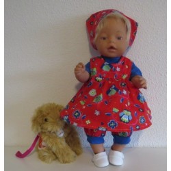 babydoll setje rood uilen baby born 43cm