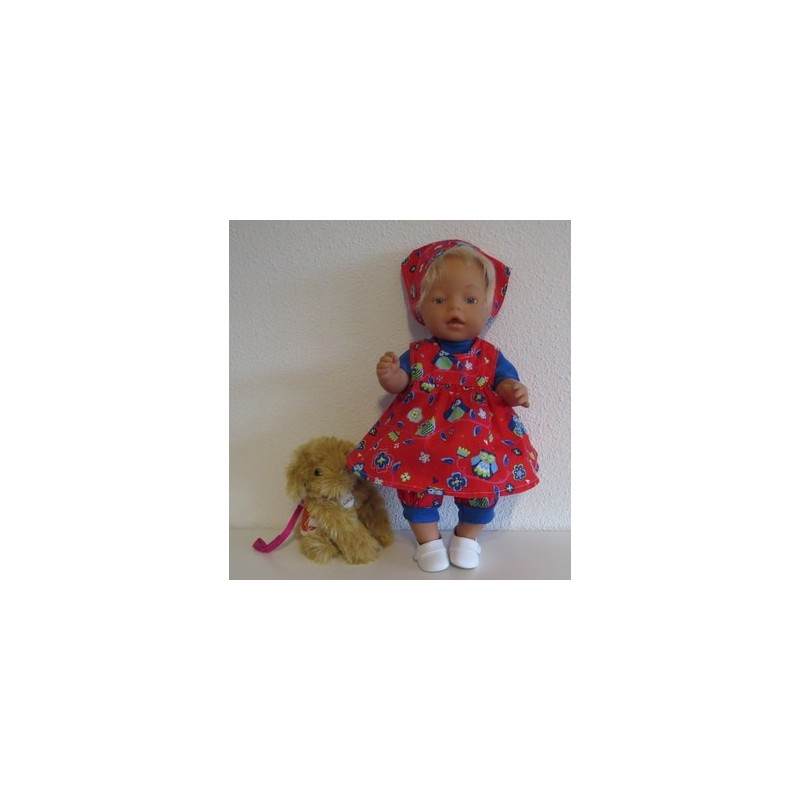 babydoll setje rood uilen baby born 43cm