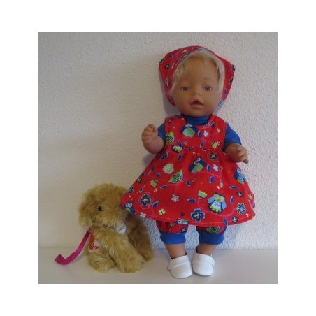 babydoll setje rood uilen baby born 43cm