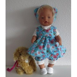 babydoll setje blauw vogels baby born 43cm