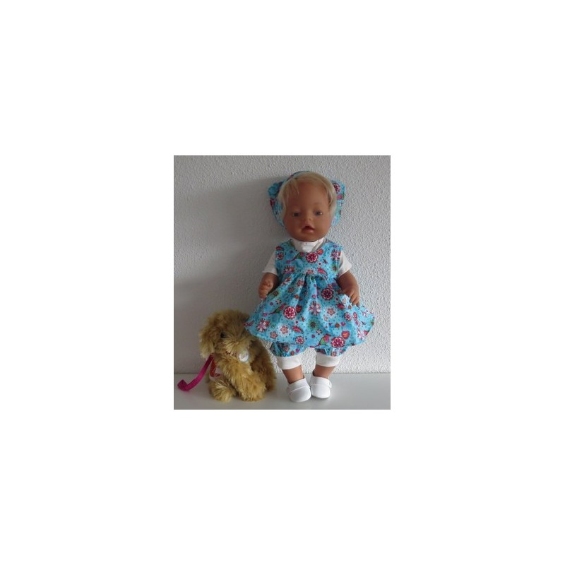 babydoll setje blauw vogels baby born 43cm
