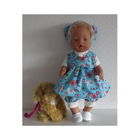 babydoll setje blauw vogels baby born 43cm