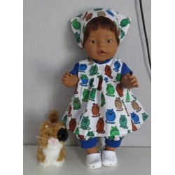 babydoll setje katten blauw baby born 43cm