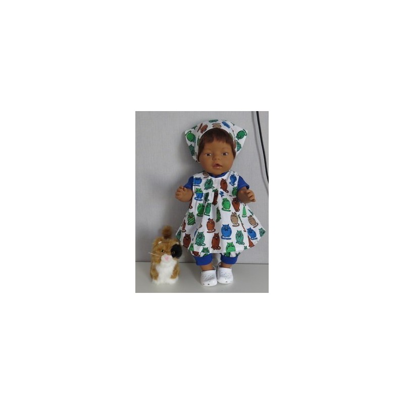babydoll setje katten blauw baby born 43cm