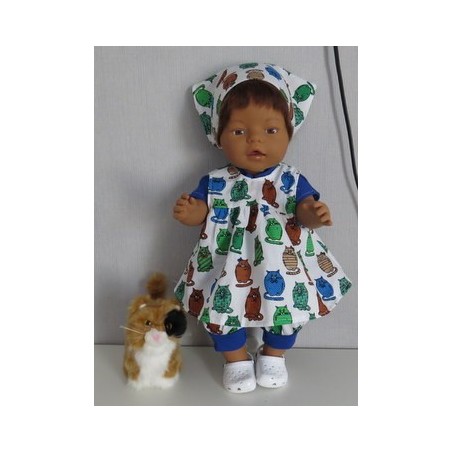 babydoll setje katten blauw baby born 43cm