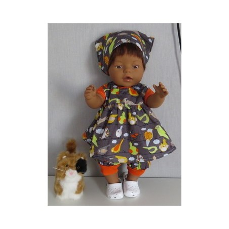 babydoll setje grijs vogels baby born 43cm