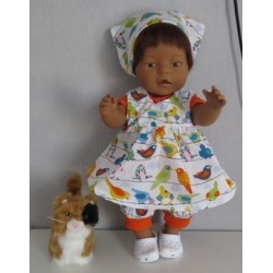 babydoll setje wit vogels oranje baby born 43cm