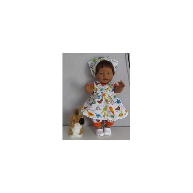 babydoll setje wit vogels oranje baby born 43cm
