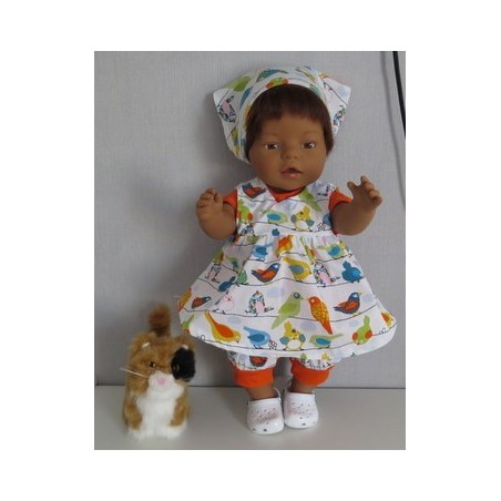 babydoll setje wit vogels oranje baby born 43cm