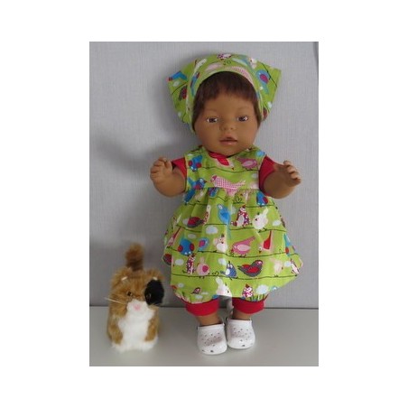 babydoll setje groen vogels baby born 43cm