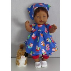 babydoll setje blauw vogels baby born 43cm