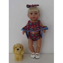 sweetjurk setje donker rood toekan baby born 43cm