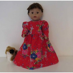 lange jurk rood hertjes baby born 43cm