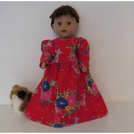lange jurk rood hertjes baby born 43cm
