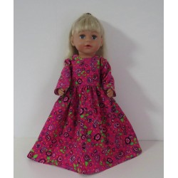 lange jurkhard roze bloemen  baby born 43cm