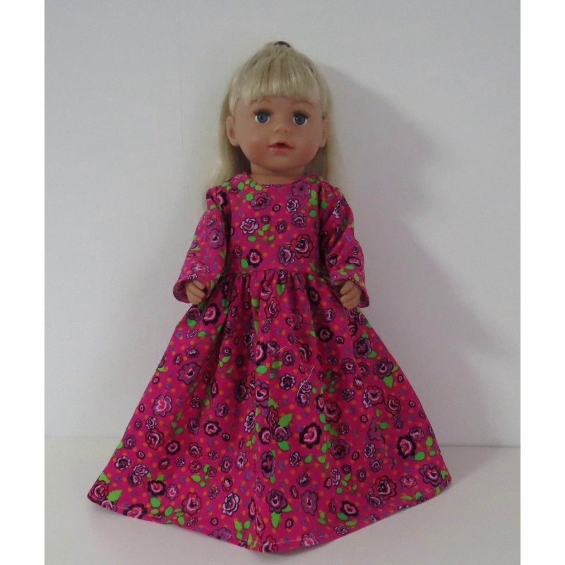 lange jurkhard roze bloemen  baby born 43cm