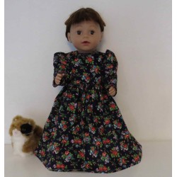 lange jurk donker blauw roosjes baby born 43cm