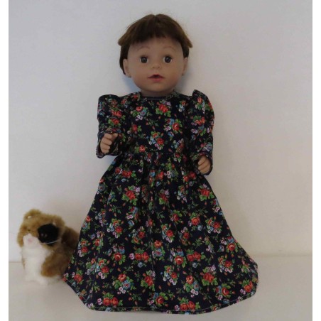 lange jurk donker blauw roosjes baby born 43cm