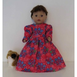 lange jurk rood met blauw bloemen baby born 43cm