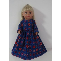 lange jurk blauw roosjes baby born 43cm