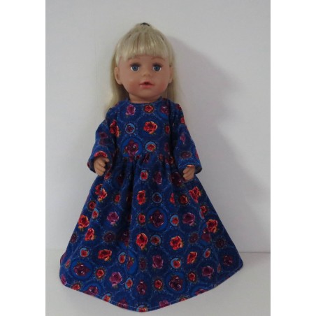 lange jurk blauw roosjes baby born 43cm