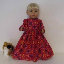 lange jurk rood roosjes baby born 43cm